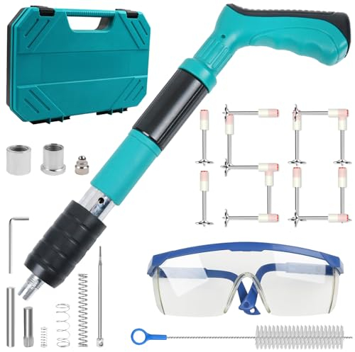 Manuelle Nagelpistole aus Stahl mit 150 Stück Rund Nagel, 5 Gänge Einstellbar Nail Gun Bolzenschussgerät Wandnagelpistolen für Deckenwandanker Drahtschlitzgerät, Hauswand, Beton