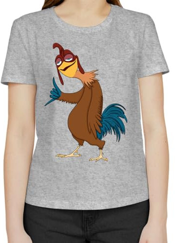 Chicken Joe is A Vibe Ambasador Klassisches Damen T-Shirts Grau mit Rundhalsausschnitt und kurzen Ärmeln Medium