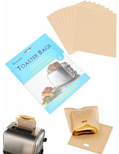 Confezione da 8 sacchetti antiaderenti per tostapane, riutilizzabili e resistenti al calore, facili da pulire, lavabili per tostapane, microonde, grill, formaggio, panini, snack