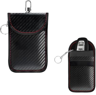 Yourkar Faraday Tasche für Autoschlüssel, Signalblockierung, RFID-Faraday-Tasche mit Klebeverschluss für Schlüssel, langlebige Kohlefaser, Diebstahlschutz, Autozubehör (klein)