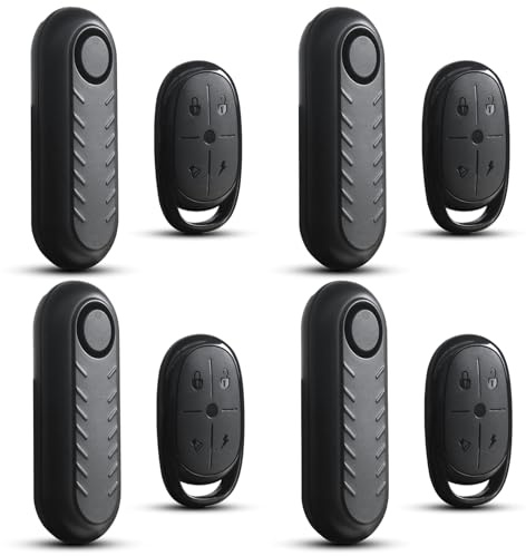 110dB Loud Anti Theft Vibration Sensor Alarm Systems for Electric Bike Motorcycle Golf Car Trailer Mailbox Garage Door Waterproof Home Security Bike Accessories Bike Alarm with Remote(4 Pack)
