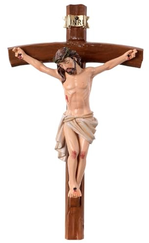 Jesus am Kreuz, Osterkrippe, 20 cm, handbemalte Harz