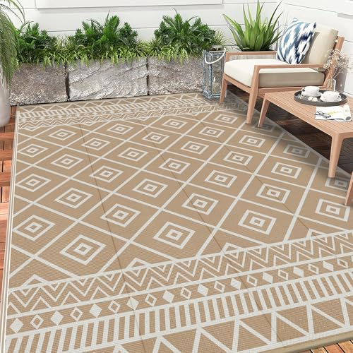 Enyhom Tappeto per Esterno Extra Large 240 x 300 cm, Plastica Riciclata Tappeto da Esterno Resistente alle Intemperie per Campeggio, Balcone, Terrazza, Spiaggia, Giardino D'inverno, Soggiorno, Camper