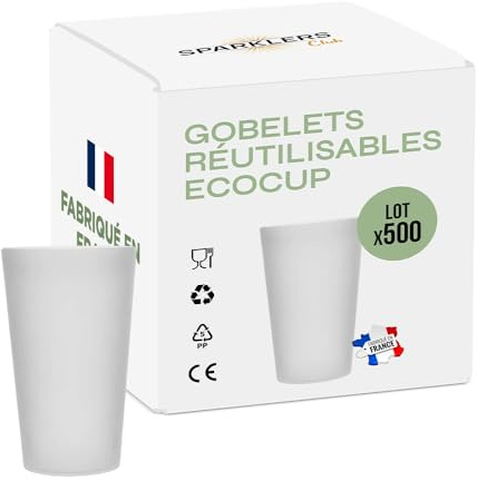 SPARKLERS Club - Juego de vasos reutilizables helados ECOCUP 30 cl -150 lavados en lavavajillas – Vaso de cerveza reutilizable de polipropileno – Vaso Eco Cup para cualquier evento (500, 30 cl)