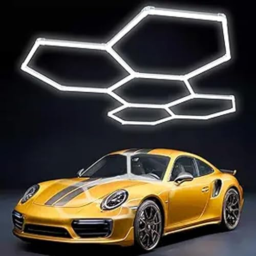 HJDSUDU Luminaires en nid d'abeille hexagonaux, luminaire de Garage en nid d'abeille à LED, plafonnier enfichable, pour Garage, sous-Sol, entrepôt,5 Hex(25 Packs)