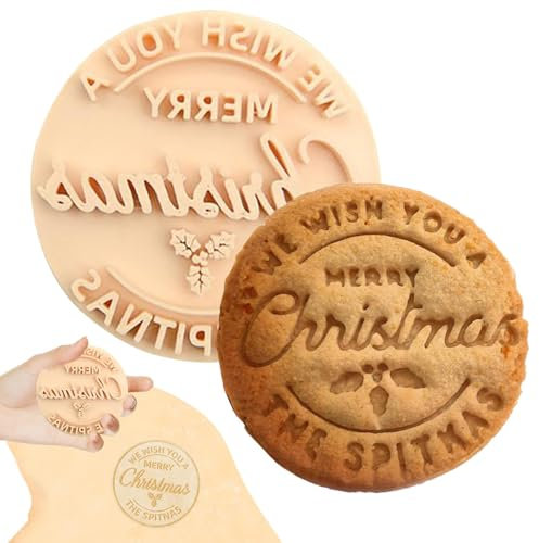 Weihnachtsplätzchenstempel – Keksstempel, Frohe Weihnachten-Stück | Gebäckformen zum Backen von Keksen,für Bäcker und Köche für Bäckerformen