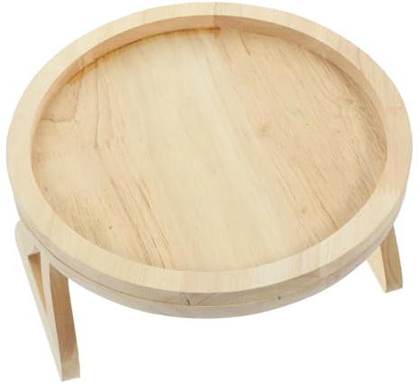 Cabilock Holz Sofatablett Rund mit Stabiler und Formstabiler Konstruktion Faltbares Armlehnen Tablett für Sofa für Zuhause als Praktisches Snack und Desserttablett