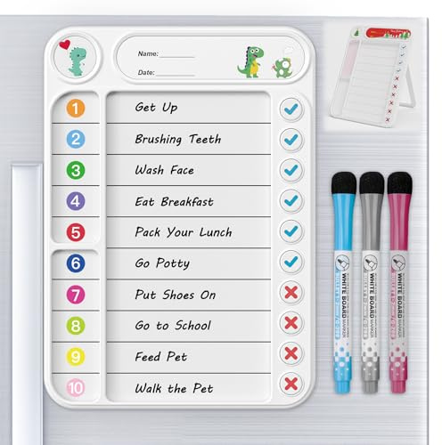 Tableau blanc magnétique pour enfants, suivi des tâches ADHD Planification quotidienne facile à vérifier Effaçable, support de planification de liste de tâches pour réfrigérateur/bureau
