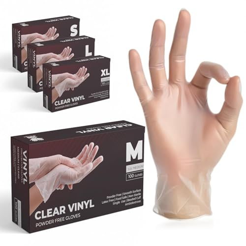 K-MART Gloveman - Guantes de vinilo transparente (caja de 1000) (M)