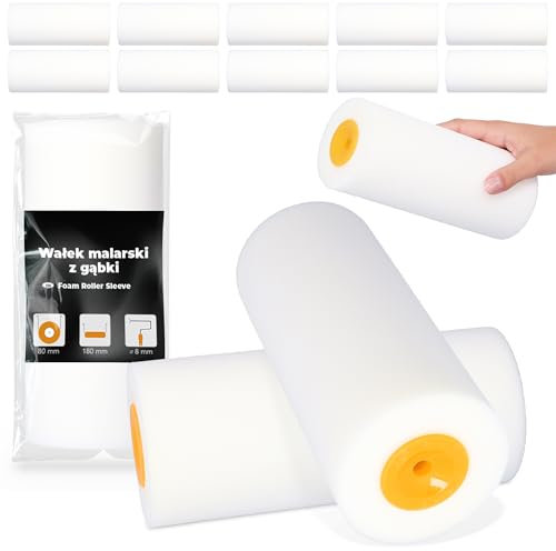 10x Rouleau Mousse 18 cm Peinture Vernis Laque Surfaces Lisses Murs Meubles Bonne Couverture Séchage Rapide Application Facile Idéal Bricolage Travaux Rénovation