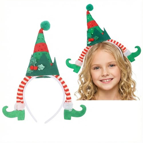 HEMOTON Weihnachts Haarreif Elfenbeine, Lustiger Haarreifen Weihnachten für Erwachsene & Kinder, Witziger Kopfschmuck Elfenmütze für Weihnachtsfeier, Party Kostüm Accessoires