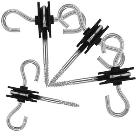 4Pcs Electric Fence Screw in Gate Anchor Insulators, Dual Hook