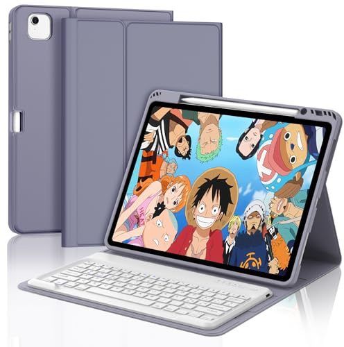 FOGARI Funda con teclado para iPad Air 13 (M3) 2025/iPad Air 13 (M2) 2024, iPad Pro 12.9 6/5/4./3ª generación, QWERTY alemán, teclado magnético Bluetooth extraíble, lavanda lila