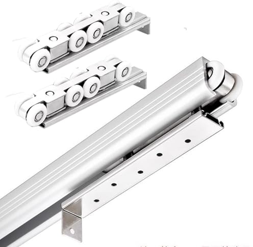 schiebetürbeschlag schiebetor schiene Hochleistungs-Schiebetür-Schienensatz, Deckenmontage/Wandmontage, Hängendes Schiebetürsystem Für Einzel-/Doppeltüren, Aluminium-Kastenschienen-Scheunentor-Beschla