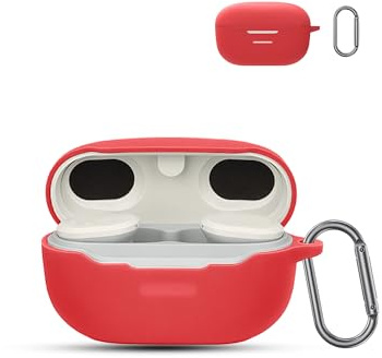 für JBL Endurance Race Wireless Headphones,daunke weiche Silikon-Schutzhülle, hautfreundliches Etui mit Karabiner, vollständiger Schutz,Rot