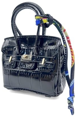 LAOYEFACAI Mini ciondolo da borsa Grazioso portachiavi in pelle Ciondolo per borsa Perfetto per le donne Graziosa custodia per auricolari per regali in denaro per donne (nero)