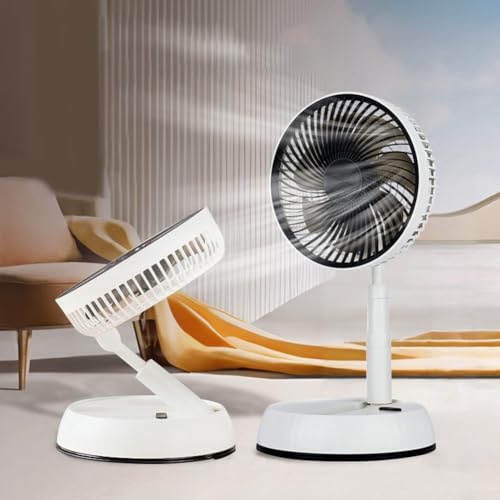 Ventilador de pie plegable con control remoto, ventilador silencioso USB de 5400 mAh para mejorar el flujo de aire en varios ajustes (2)