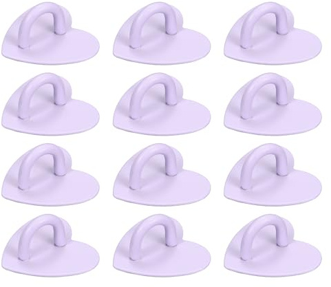 PATIKIL Metal Phone Charm Hook 1, 12Pcs Adhesive Heart Shaped Phone Finger Grip Hook Smartphones Keychain Ring Charm Loop for DIY Tablet Case Accessories, Purple