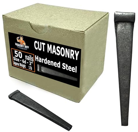2”- 6d Cut Hardened Concrete Masonry Nails for Cinder Block, Concrete Walls, Cement Board - 1 lb - Qty 50