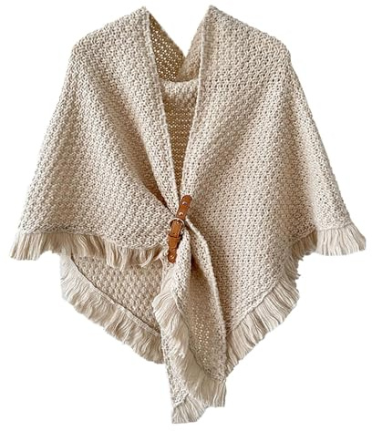 Poncho pull femme 2025 hiver automne grande taille devant wrap topper tricoté élégant châles cape, beige, Taille unique