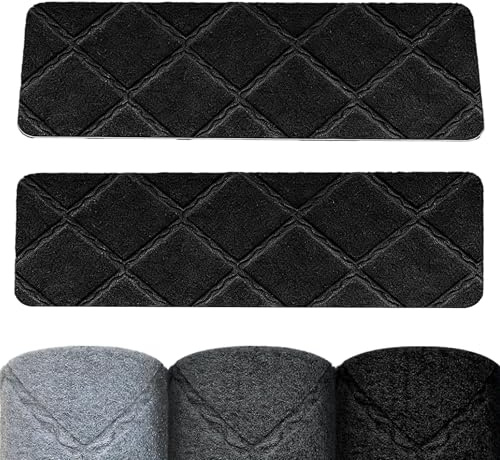 Bcuuozeeing 15 Stück Treppenstufen Matten - 55x19cm Stufenmatten, Selbstklebend Innen Treppenstufen Matten, Antirutsch Treppe, für Schützen Sie Haustiere, Senioren Kinde - Schwarz