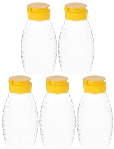 PRETYZOOM 5 Stück Honig-Quetschflasche Auslaufsichere Honigspenderflasche Für Kontrollierte Dosierung Auch Als Ketchup-Behälter Salatdressingflasche Und Sirupspender Für Küche Frühstück