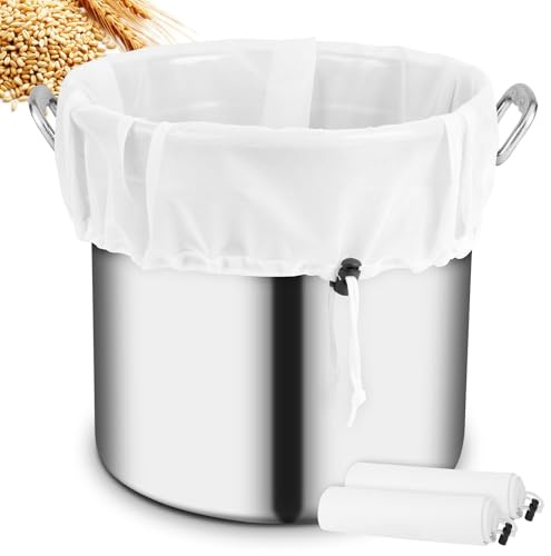AOOTE Bolsas de Leche de Nueces,2 Pcs Colador Leche Vegetal Reutilizable,46 x 40 cm,50 Malla Bolsa Colador de Malla Fina con Hebilla Fija,Bolsa de Filtro para Queso Casero para Queso,Zumo de Frutas
