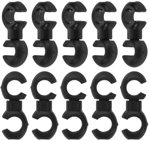 Anneome 10Pcs Black C/S-Hook Clips Cycling Equipment Bike Line Clamp for Brake Cable Housing Guide, Dual-Line Rotating Cable Organizer for Mountain Road Folding Fixed Gear Bikes