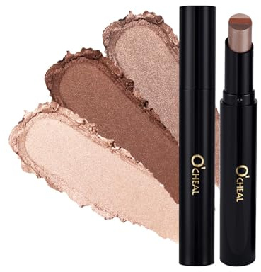 O'CHEAL Stick Ögonskugga 3 Färger, Vattentätt, Mousserande 02# | Eye a Paupieres Creme Stick för ögonmakeup, lång, lätt att dämpa