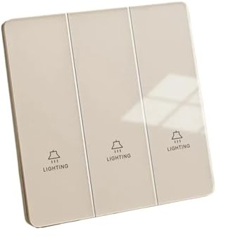 Interruttore Moderno a Muro Interruttore della luce in vetro ultra sottile 1/2/3/4 Gang 1/2 Way Pulsante di alimentazione a parete Pannello accensione/spegnimento elettrico 220 V(3Gang,1Way)