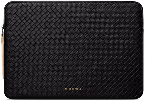 Comfyable Gewebte Laptop-Hülle 33 cm Echtleder-Optik Kompatibel mit 13/13,3/14 Zoll MacBook Air & MacBook Pro M5 M4 M3 M2 2025-2021, Mac Reisetasche für Männer Frauen, Computer-Hülle, Schwarz