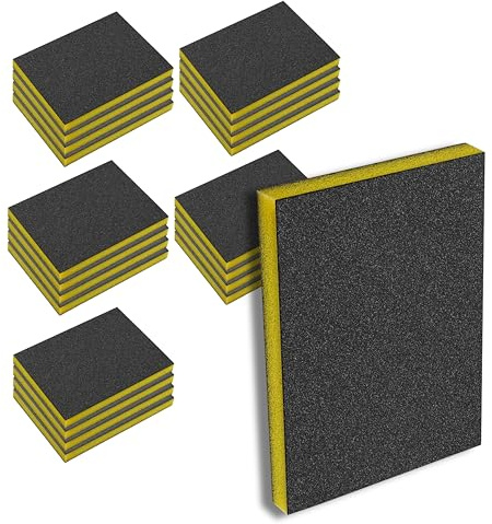 AREABOXES Spugne abrasive per levigatura [fine 150, Super 220 e Micro 280] per levigare a secco e umido, tutte le superfici, double face. (21, Fina-Marrone)