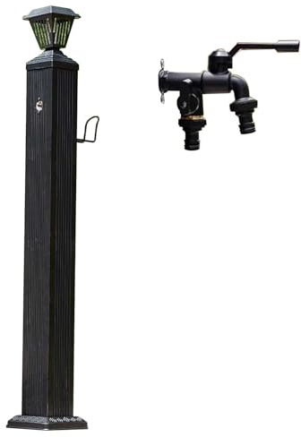 Generico Colonna d'Acqua Solare a LED per Esterni - Idrante da Giardino Impermeabile con Rubinetto e Gancio - Fontana d'Acqua Indipendente per Giardinaggio e Decorazione - Perfetta per Uso Esterno