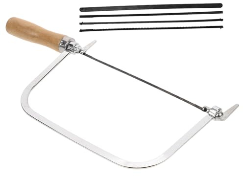 HEALEEP Scie à Chantourner Manuelle Mini 7 Pouces avec Manche en Bois, Lame Robuste pour Travail du Bois, Pvc et Métaux Légers, Outil à Main Léger et Portable pour Bricolage et Menuiserie