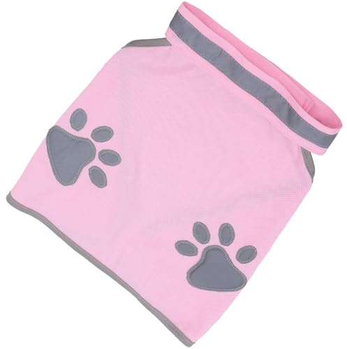 SEWACC Chaleco Reflectante para Perros Tamaño M, Chaleco de Seguridad Transpirable Color Fluorescente Rosa Diseño de Huellas, Ropa para Mascotas para Paseos y Actividades Nocturnas