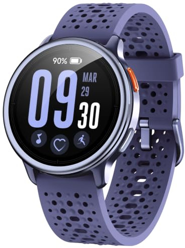 Reloj Inteligente Mujer 1.27 Smartwatch Redondo 2 Correas, Monitor de Sueño Funciones de Salud y Fitness 120+ Modos Deportivos 3ATM Impermeable para iPhone/Samsung/Android Púrpura