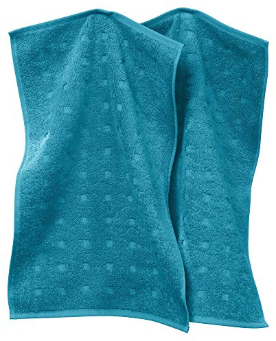 Möve Gästetuch Quadretti 2er-Pack Walk-Frottier Petrol Größe 30x50 cm