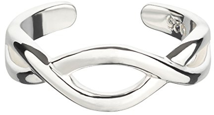 Zehenring aus 925 Sterling Silber als Fußschmuck oder Fingerring für Damen, Herren und Kinder, offener Midi Ring, verstellbar, Modell 27 Infinity