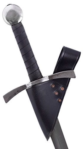 Battle-Merchant Mittelalterlicher Schwertgürtelhalter aus Leder, Schwarz