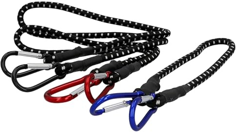 Unitec 75252 Gepäckspanner mit Karabiner, 3-er Set 60 / 80 / 100 cm, Schwarz