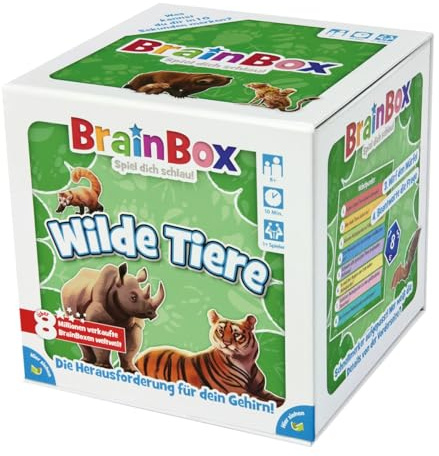 Brain Box 94902 Wilde Tiere, Lernspiel, Quizspiel für Kinder ab 8 Jahren, 121mm x 126mm x 129mm