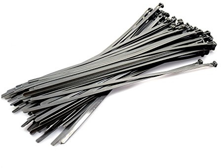 Silver Releasable Cable Ties 7.6mmx370mm, 20 Pieces