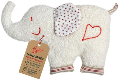 Efie Kirschkern-Bio-Wärmekissen Elefant, Bio-Baumwolle (kbA), Handarbeit, Made in Germany, Wärmekissen für Kinder