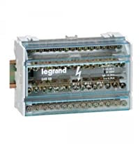 Legrand 004885 Répartiteur Modulaire Monobloc Tétrapolaire à Bornes, 13 Connexions par Barreau, 40A, 6 Modules, Blanc/Noir
