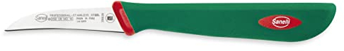 Sanelli Premana Professional Coltello Verdura spelucchino curvo, Acciaio Inossidabile, Verde / Rosso, 17.5 x 1.5 x 2.5 cm