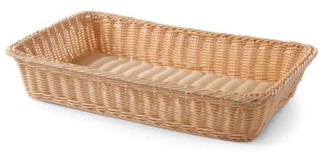 HENDI Cesta para pan, GN 1/1, rectangular, panera, cesta-contenedor portapanes para exhibir y almacenar panes, 530x320x(H)90mm, polipropileno, acero inoxidable