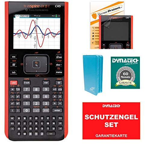 Texas Instruments Nspire CX II T CAS - Grafikrechner mit Schutzengel Set: Farbdisplay, CalcCase blaue Tasche, Garantieverlängerung auf 60 Monate, ScreenProtect Displayschutzfolie UltraClear