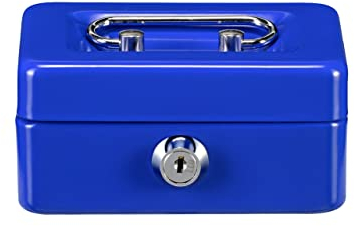 Burg Wächter Geldkassette abschließbar mit Schlüssel, Einwurfschlitz und Hartgeldeinsatz, Klein, Stahlblech, Money 5012, Blau, 40100