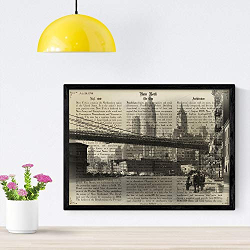 Nacnic Poster New York 3. Abbildungen von Städten in der Welt und berühmte Sehenswürdigkeiten. A4-Format