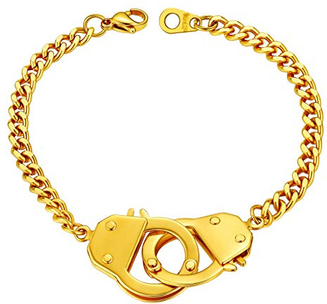 PROSTEEL Partners In Crime Bff Handcuff Bracelet Gold Best Friend Bracelets 2 Men Women Hand Chain